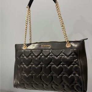 Love Moschino Black and Gold Quilted Shoulder Bag